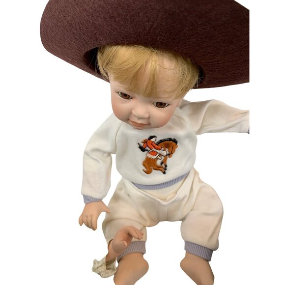 VTG 90s Danbury Mint Americana Farm Porcelain Bendable Dolls Set Of 3 L10133 - Picture 2 of 7